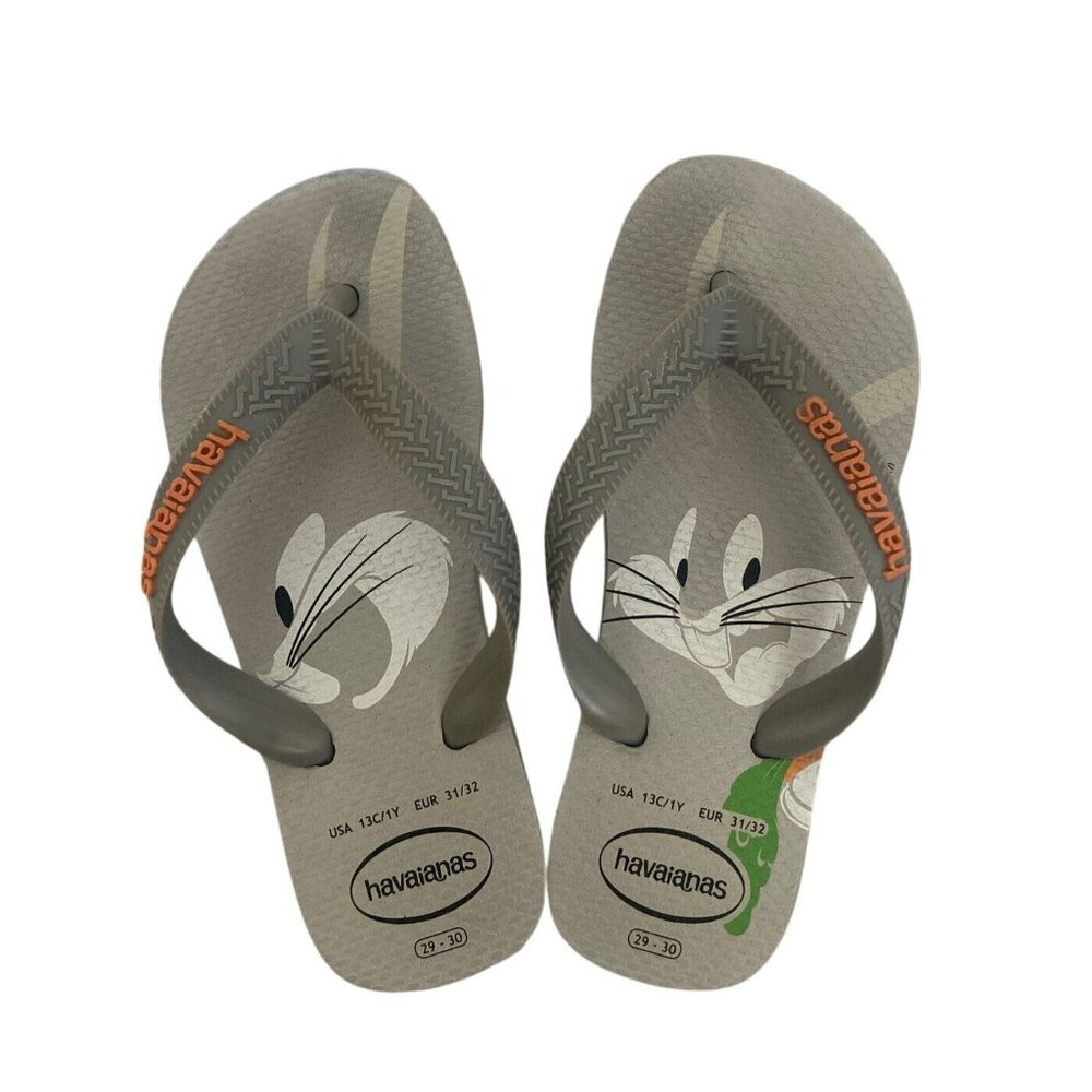 Havaianas Kid's Flip Flops Sandals Grey Bugs Bunny Size 13